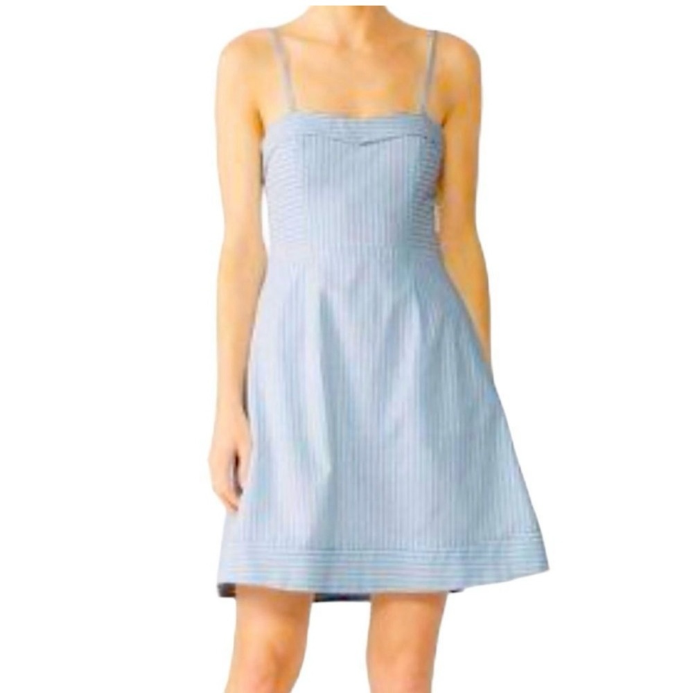 Fame And Partners Blue Strip Mini Sundress Size US 4